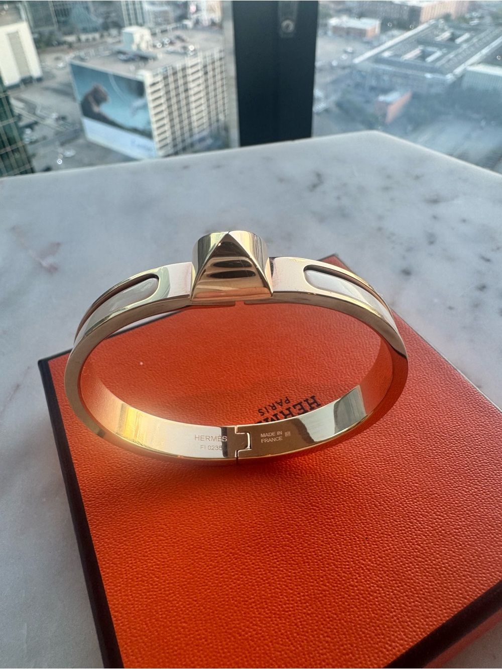 Hermes - Mini Clic Medor Bracelet white & gold